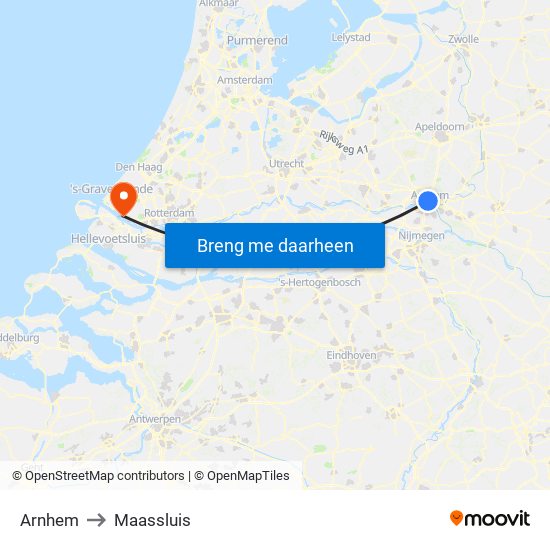 Arnhem to Maassluis map