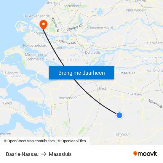 Baarle-Nassau to Maassluis map