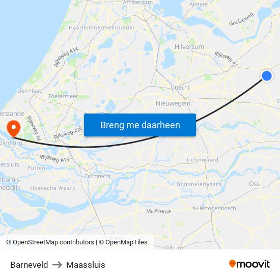 Barneveld to Maassluis map