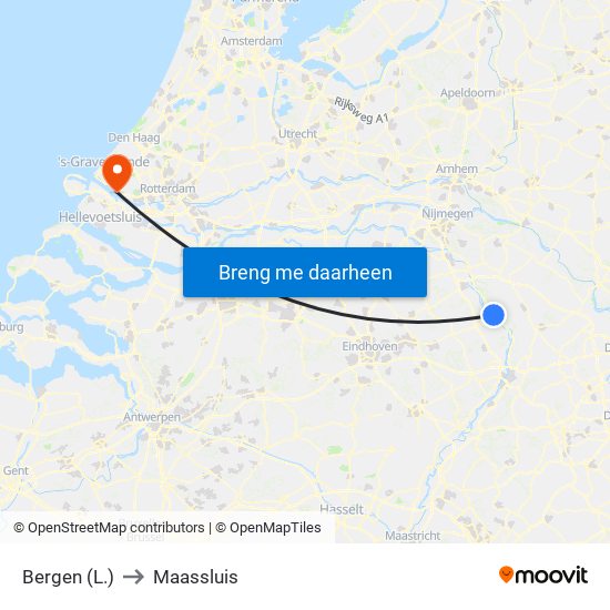 Bergen (L.) to Maassluis map