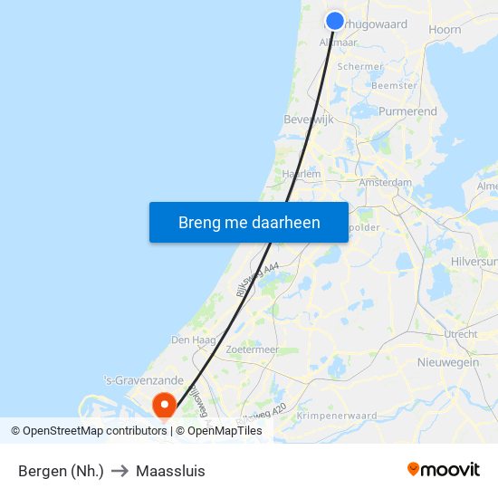 Bergen (Nh.) to Maassluis map