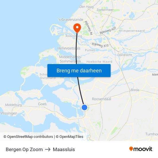 Bergen Op Zoom to Maassluis map