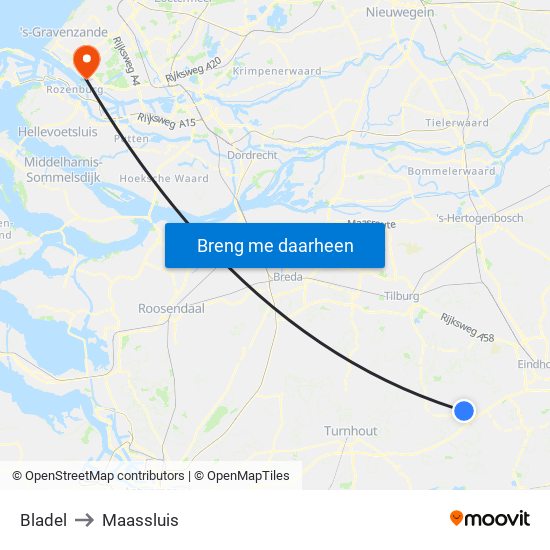Bladel to Maassluis map