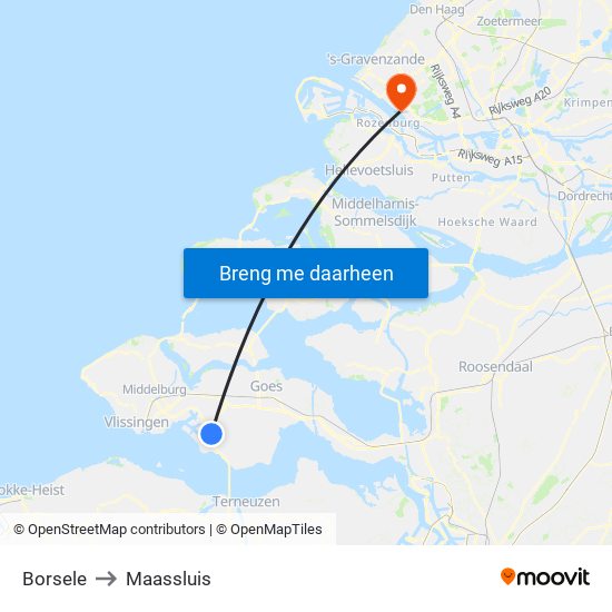 Borsele to Maassluis map