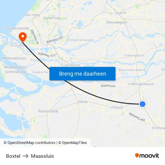 Boxtel to Maassluis map