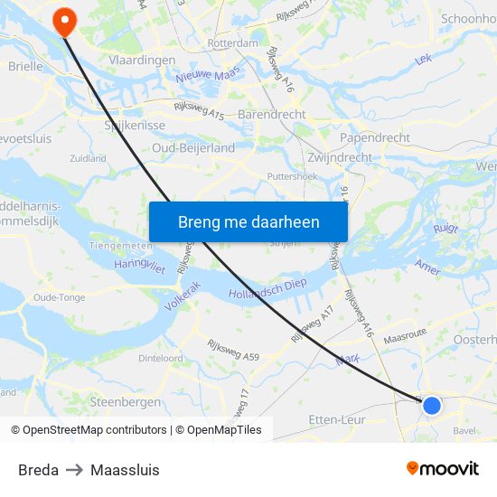 Breda to Maassluis map