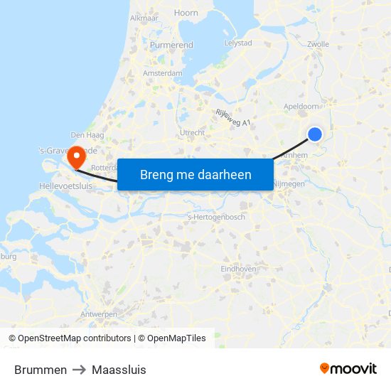 Brummen to Maassluis map