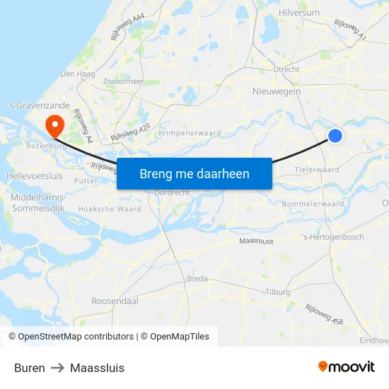 Buren to Maassluis map