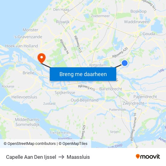 Capelle Aan Den Ijssel to Maassluis map