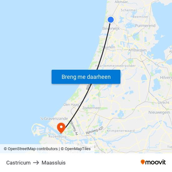 Castricum to Maassluis map