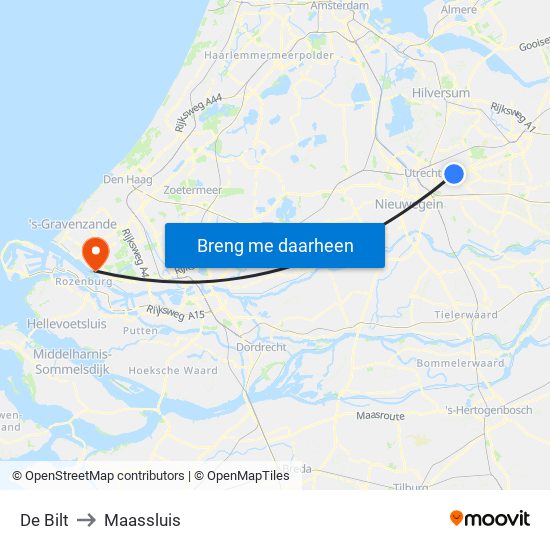 De Bilt to Maassluis map