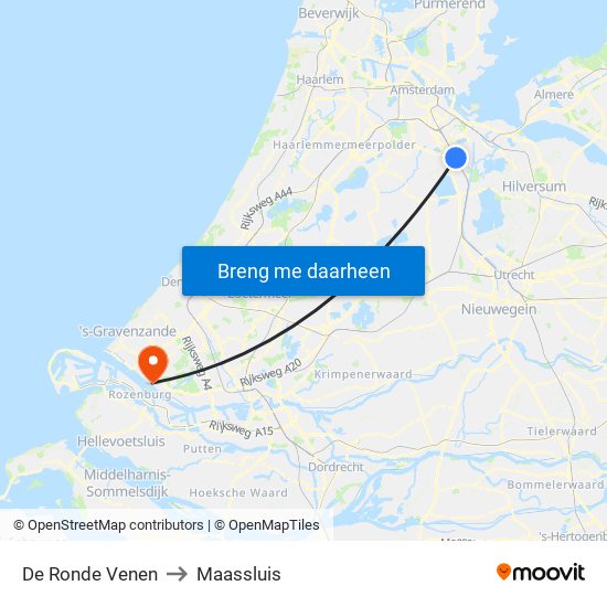 De Ronde Venen to Maassluis map