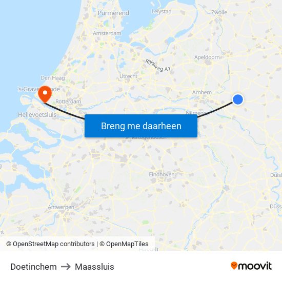 Doetinchem to Maassluis map