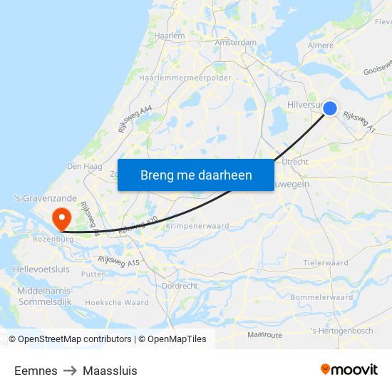 Eemnes to Maassluis map