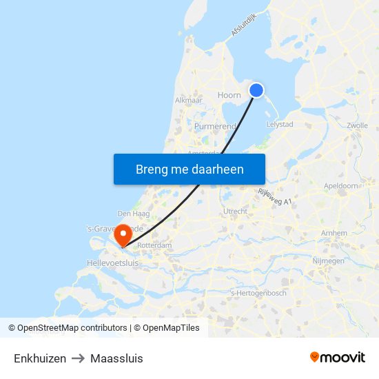 Enkhuizen to Maassluis map