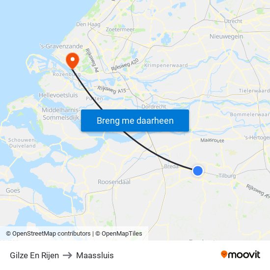 Gilze En Rijen to Maassluis map
