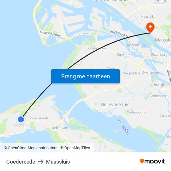 Goedereede to Maassluis map