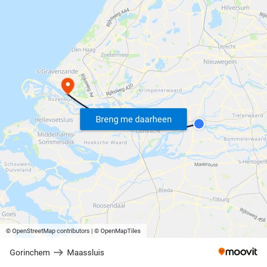 Gorinchem to Maassluis map
