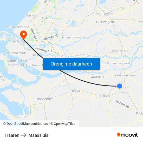 Haaren to Maassluis map