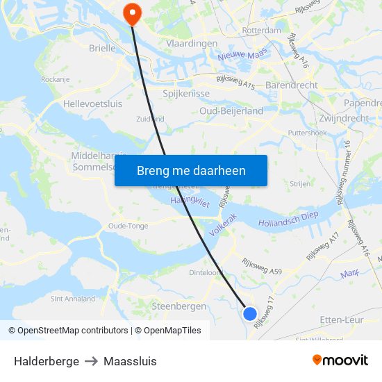 Halderberge to Maassluis map