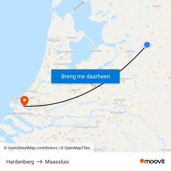 Hardenberg to Maassluis map