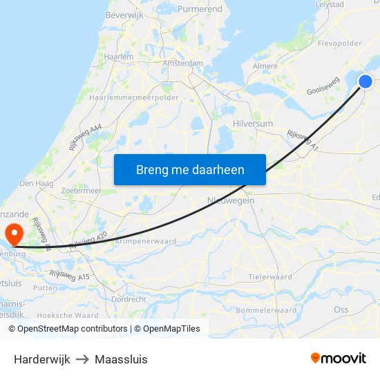 Harderwijk to Maassluis map
