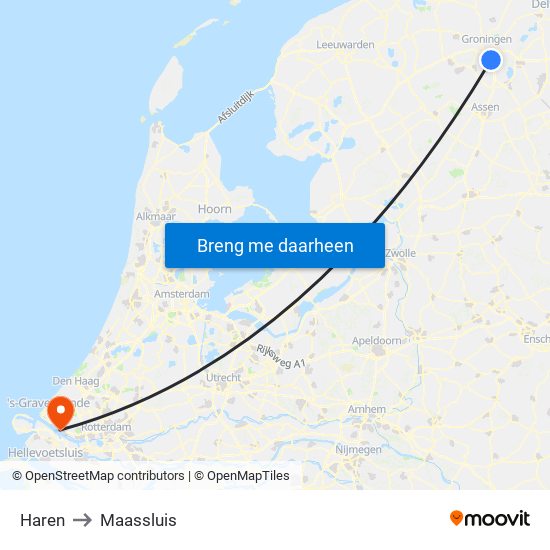 Haren to Maassluis map
