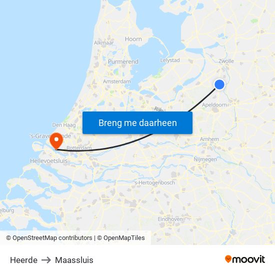 Heerde to Maassluis map