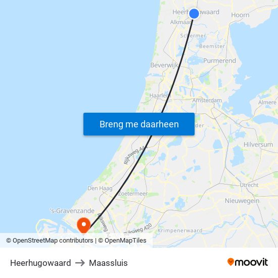 Heerhugowaard to Maassluis map