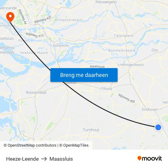 Heeze-Leende to Maassluis map