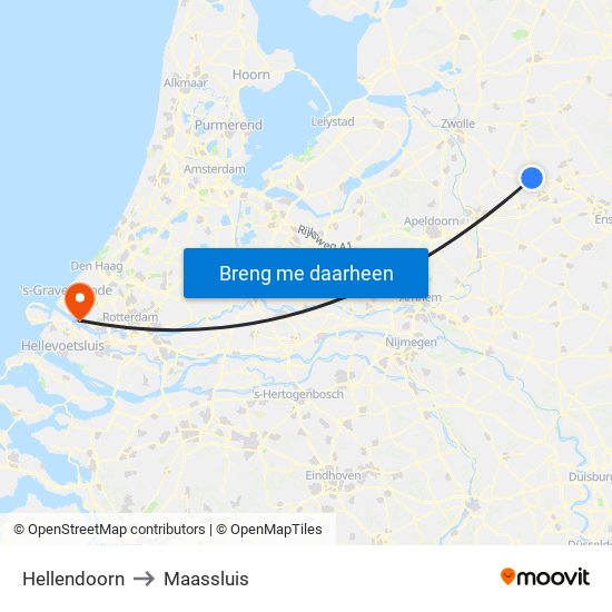 Hellendoorn to Maassluis map