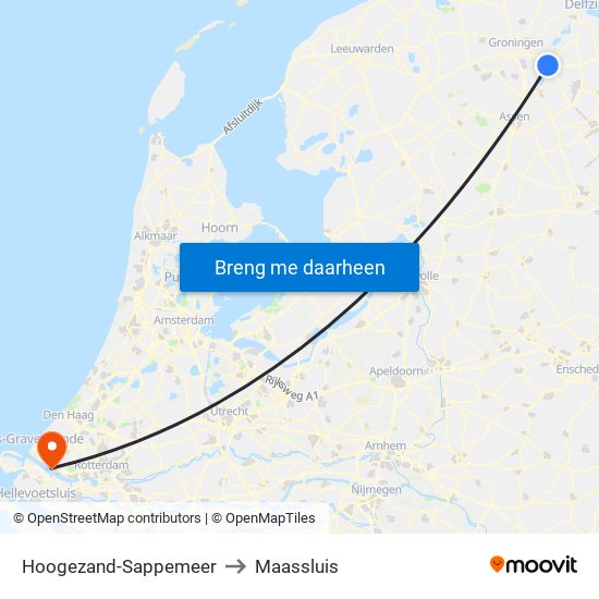 Hoogezand-Sappemeer to Maassluis map