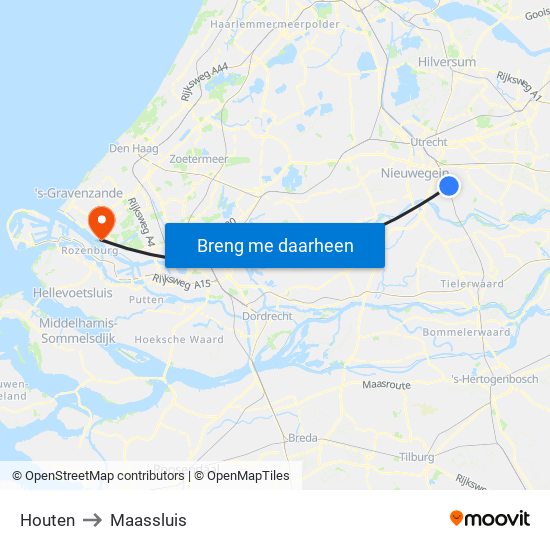 Houten to Maassluis map