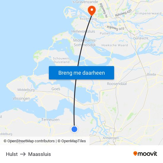 Hulst to Maassluis map