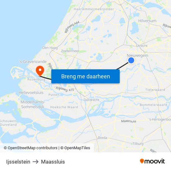 Ijsselstein to Maassluis map