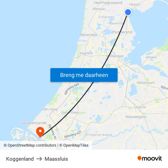 Koggenland to Maassluis map