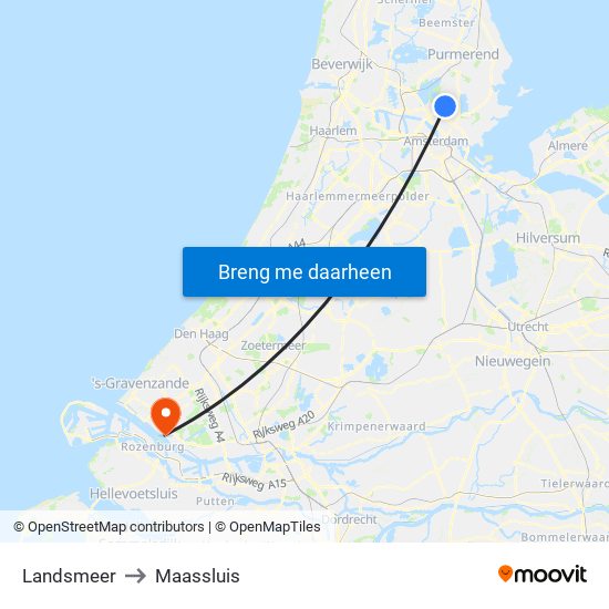 Landsmeer to Maassluis map
