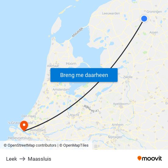 Leek to Maassluis map