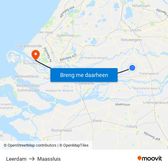 Leerdam to Maassluis map
