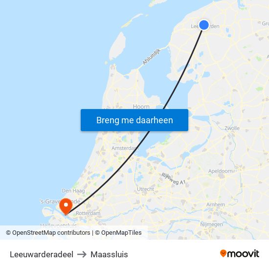 Leeuwarderadeel to Maassluis map