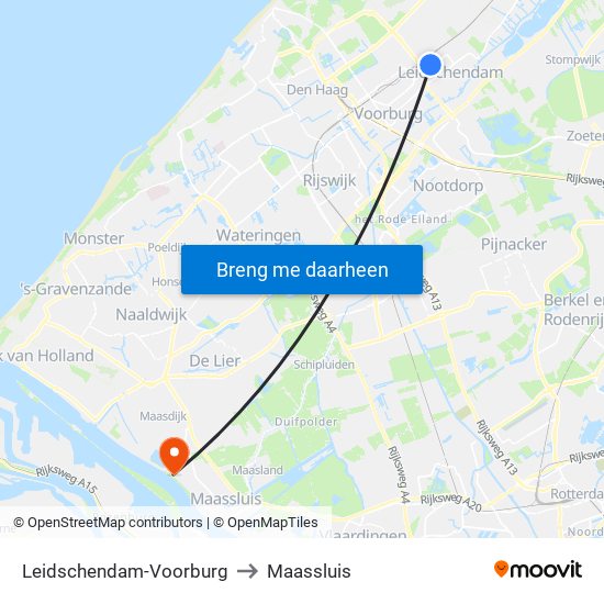Leidschendam-Voorburg to Maassluis map