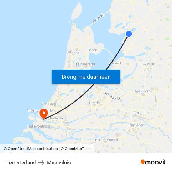 Lemsterland to Maassluis map