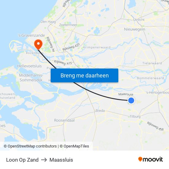 Loon Op Zand to Maassluis map