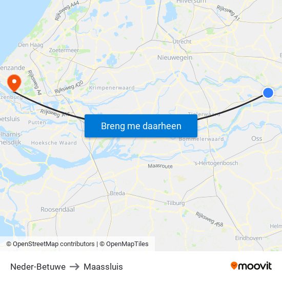 Neder-Betuwe to Maassluis map