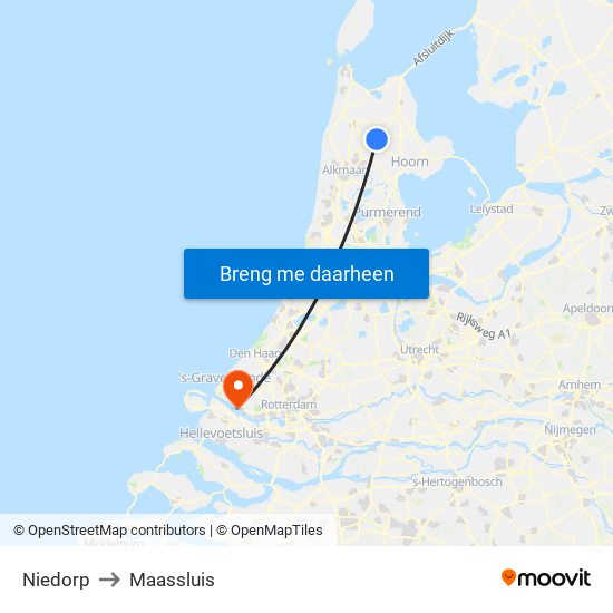 Niedorp to Maassluis map