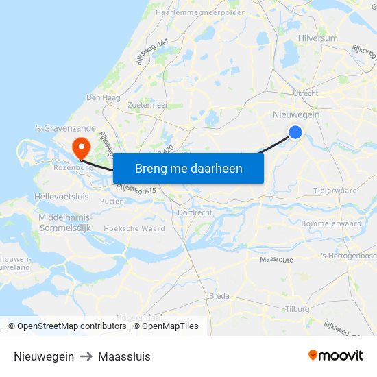 Nieuwegein to Maassluis map