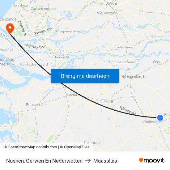 Nuenen, Gerwen En Nederwetten to Maassluis map