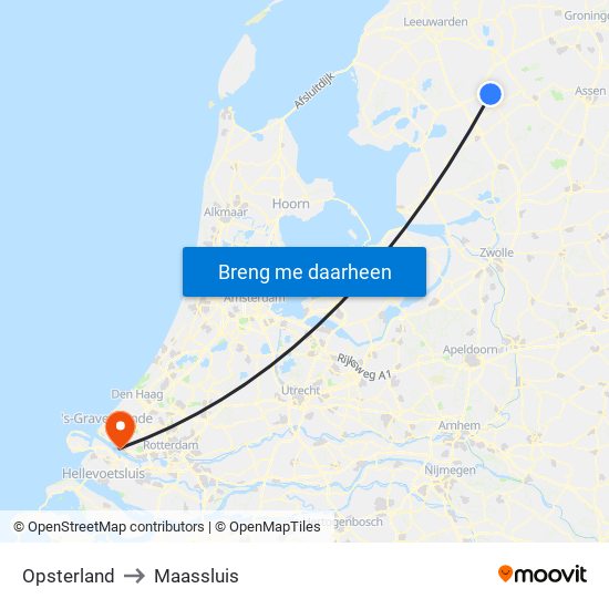 Opsterland to Maassluis map