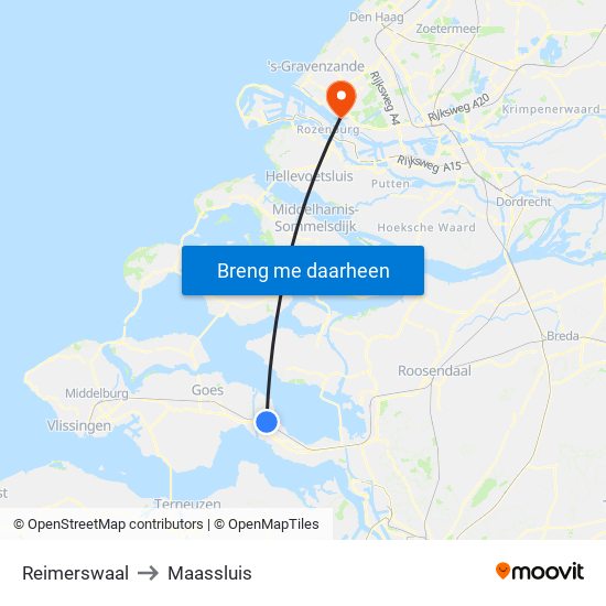 Reimerswaal to Maassluis map