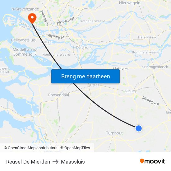 Reusel-De Mierden to Maassluis map